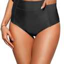 Tempt Me Women High Waisted Swimsuit Bikini Bottoms - Tummy Control Swim Bottom Full Coverage Bathing Suit with Pockets 2025,M