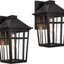 Darkaway 2pcs Outdoor Sconce Lights Wall Light Fixtures, 14inch Large Porch Light Outdoor Wall Anti-Rust Black Aluminum with Glass for Patio Yard Doorway Garage