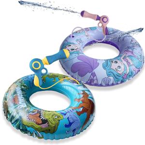 Inflatable Pool Float with Water Gun, Floaties for Adults Teens and Kids, Pool Toys for Kids Ages 8-12, Beach Inner Pool Tubes for Floating, Summer Fun Pool Party Swim Ring