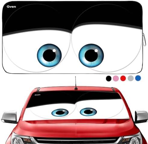 Gven- The Original Patented Car Eyes Windshield Sun Shade 2025 Windshield Cover Automotive Interior Sun Protection Front Windshield Sun Visor Protector Blocks UV Rays Keep Your Vehicle Cool (Black, S)
