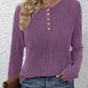 PRETTYGARDEN Women's Long Sleeve Henley Shirts 2026 Spring Casual Ribbed Tunic Tops Lightweight Sweaters Fashion Clothing (L)