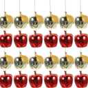 PRETYZOOM 24pcs Christmas Apple Ornaments, 1.3'' Shatterproof Holiday Tree Baubles, Miniature Apple Hanging Pendants for Tree Decoration, Christmas Party Supplies- Assorted Color