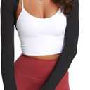 Chevara Womens Cooling Arm Sleeve Top Summer Cover Up Open Front Crop Bolero Shrugs (Medium, Black)