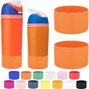 2 x Mity rain 2PCS Protective Boot Compatible with Owala Kids Water Bottle 16 oz &14 oz, Silicone Boot Accessories for Owala Kids FreeSip 16oz & Flip 14oz (Orange)