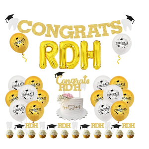 Dentist Graduation Party Decor Congrats RDH Dental Hygiene Graduation Decor 2026 Congrats RDH Cake Toppers Glitter Banner RDH Balloon Banner for Medical School Healthcare Party