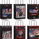 24 Pcs 250th Anniversary Bags Patriotic Gift Bags with Handles 4th of July 1776-2026 250 Anniversary Years Freedom Paper Bag Patriotic Decoration for Independence Day Memorial Day Party Supplies