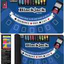 70" x 35" Blackjack Table Mat, Non-Slip Rubber Backing Waterproof Tear Resistant Blackjack Mat, Casino Style Tabletop Layout for Home Game Nights Parties Card Tables, Fits 6-8 Players