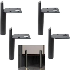 3 Inch Furniture Legs Black Coffee Table Feet, Mid-Century Metal Furniture Leg for Sofa Cabinet Ottoman, Set of 4 Side Mounted Style Home DIY Replacement Feet