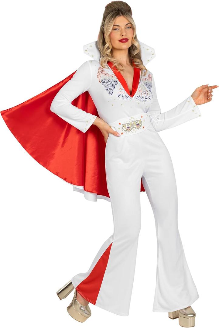 Morph Vegas Rockstar Costume For Women, Halloween Costumes For Women, The King Costume Womens, Halloween Costumes Womens (Small)