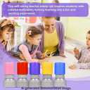 Round Teacher Stamps for Grading & Classroom Set of 8 Vibrant Color Rubber Self-Inking Teacher Stamps + 4 Bonus Colorful Stickers (Dots Hearts Flowers Stars) for Homework, Tests & Student Motivation