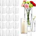 64 Pack Glass Cylinder Vases 4,6,8,10 Inch Tall Clear Flower Vase Hurricane Floating Candle Holder for Table Centerpiece Wedding Home Decor