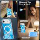 for iPhone Air Case/iPhone 17 Air Case,[Compatible with MagSafe][Invisible Magnetic Ring Stand],Slim Shockproof Wavy Women Girls Cover for Apple iPhone 17 Air 6.5"(2025),Blue/Gold