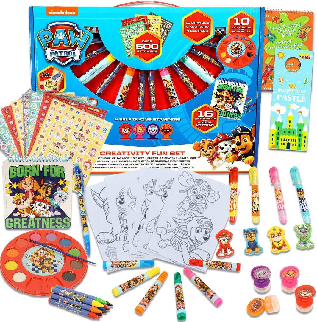 Paw Patrol Stationery Set - Bundle with Art Kit with Coloring Pages, Stickers, Tattoos, Stampers, Pencils, More | Chase, Marshall, Skye Activity Kit