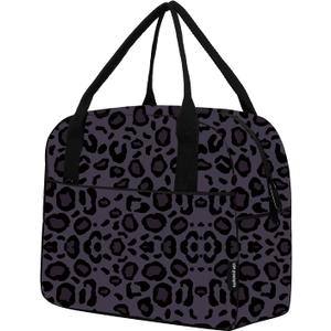 VLM Lunch Bag,Lunch Box for Women Men,Reusable Insulated Lunch Tote,Small Leakproof Cute Lunch Cooler with High Capacity for Work,Picnic,Camping (Leopard-Purple)