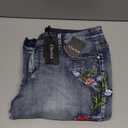 CHARTOU Womens Chic Floral Embroidered High-Rise Bell Bottom Flare Jeans Broad Feet Long Denim Pants (X-Large, Blue4)