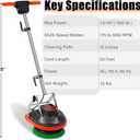 13" Commercial Floor Scrubber Machine, Heavy Duty Floor Buffer and Polisher