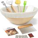 Kootek Banneton Bread Proofing Basket Set, 9 Inch Round Sourdough Starter Kit, Baking Supplies Tools with Dough Whisk, Scoring Lame, and Other Accessories for Artisan Bread Making