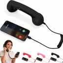 Retro Phone Handset,2026 New Retro Style Type-C Phone Handset,Type-C Retro Telephone Wired Handsets Style Landline Handle Receiver for Cell Mobile Video Conferences,Calls,Meetings (Black)