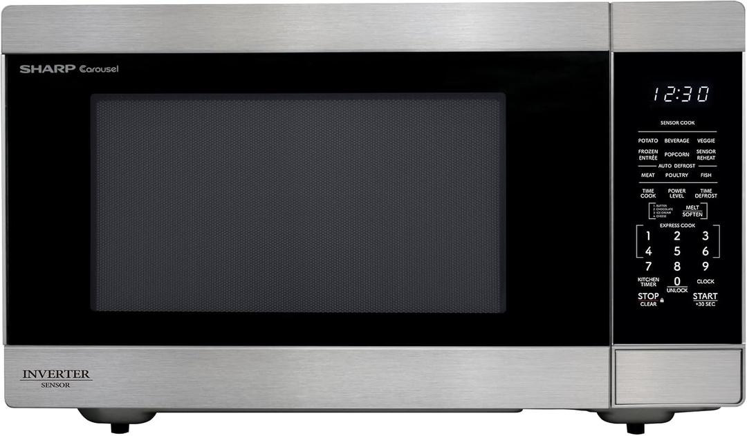 SHARP Countertop Microwave Oven with Removable 16.5" Carousel Turntable, 1200 Watt, 2.2 Cubic Feet, Stainless Steel