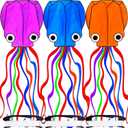 Octopus Kite 3 PACK Kites for Adults Easy To fly, 3D Beautiful Large Giant Kites with Kite String, Kites for Kids Easy to Fly Boys Girls Outdoor Travel Park Beach 158'' Long Tail Kite Runner, 3 Colors (Orange & Blue & Purple)