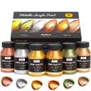 Nicpro Acrylic Paint Metallic, 6 Colors Gold, Silver, Copper, Brass, Bronze, DeepGold