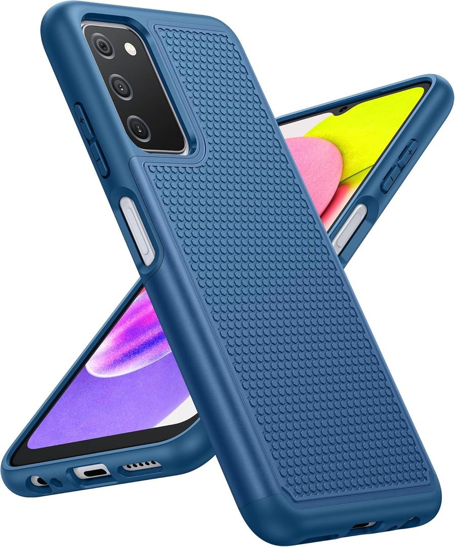 BNIUT for Samsung Galaxy A03s Case: Dual Layer Shockproof Protective Heavy Duty Cell Phone Cover Rugged with Non Slip Textured Back - Military Protection Bumper Tough - 6.5inch (Blue Navy)