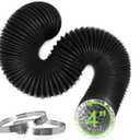 4In*8Ft Dryer Vent Hose and 2 Clamps, Upgrade Flexible Aluminum Vent Duct, Heat-resistant Dryer Vent Connection Kit for Wall Exhaust Vent, RV, Boat Blower, 3D Printer, Air Circulation, Black