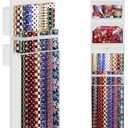 Wrapping Paper Organizer Storage, Double-Sided Hanging Gift Wrap Roll Holder for Christmas, 63"x13" Over Door Present Bag Container for Room Closet, White Wrapper Station for Birthday