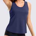 G Gradual Tankini Tops for Women High Neck Swim Top Racerback Bathing Suit Tops Modest Swimsuits Tank Top Only No Bottom (Blue, M)