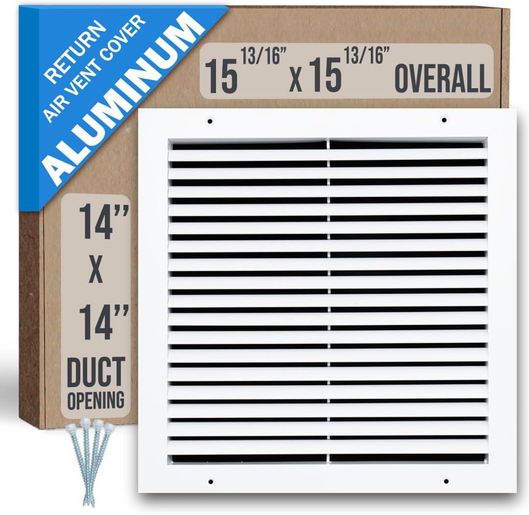 Fits 14x14 Duct Opening | Aluminum Return Air Grille by Handua | Vent Cover Grill for Sidewall and Ceiling | Rust Free | Durable Powder Coating | HVAC Cold Air Intake Grille | White Fits 14x14 Duct Opening | Aluminum Return Air Grille by Handua | Vent Cover Grill for Sidewall and Ceiling | Rust Free | Durable Powder Coating | HVAC Cold Air Intake Grille | White