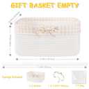OIASKET Basket for Gifts Empty, Large Gift Basket 13L with Gift Bag and Ribbon, Woven Cotton Basket for Baby Showers, Birthday, Wedding, Mother's Day, 13.58"x10"x5.9", White and Cream