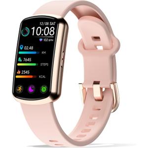 Health Fitness Tracker with 24/7 Heart Rate, Smart Watch with Blood Pressure and Blood Oxygen Monitor, Bulit-in 120+ Sport Mode, Sleep Tracking Waterproof Activity Tracker for Women Men (Deep Pink)