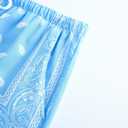 Men's Paisley Print Graphics Shorts Drawstring Waist Casual Boho Tribal Print Summer Shorts with Pockets (Blue, L)