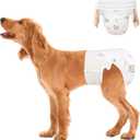 Ambreview Dog Diapers Female, Disposable Pull Up Doggie Diapers for Female Dogs, Ultra Absorbent & Anti-Side Leakage, Stretchy Diaper for Dogs in Heat/Elderly/Disabled (M,10Count)