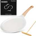 SouxMux 9.7" Crepe Pan with Spreader, Ceramic Nonstick, Induction Ready | For crepes, dosa, pancakes & omelettes. PFOA-free ceramic. Cool-touch handle. Even heating, induction base.