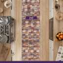 DEXI Hallway Runner Rug, 2x5 Distressed Non Slip Runners Carpet, Boho Vintage Soft Thin Indoor Rug, Stain Resistant Washable Entry Mat for Entryway Kitchen Laundry Room Living Room, Brown Blue