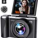 Digital Camera 4K for Photography and Video, 56MP Autofocus Vlogging Camera for YouTube, 3" 180° Flip Screen & 16X Digital Zoom, Compact Travel Cameras with 32GB SD Card for Beginners & Adults