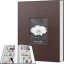 Popotop Photo Album 4x6 300 Photos with Writing Space, Leather Cover Album with Display Picture Window, Photo Book for Wedding Family Baby Gift (Coffee)