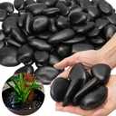 Black River Rocks - Large Polished Black Pebbles for Plants & Garden Decorative Stones, 1-2 Inch, 15 Pound