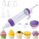 Dessert Decorating Syringe Set, Icing Piping Kit, Icing Dispenser Cupcake Filling Injector, Cake Decorating Kit with 5 Piping Tips Nozzles, Cupcake Decorating Kit