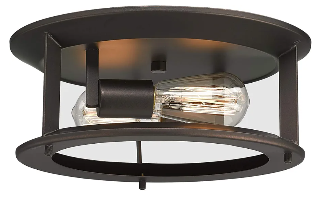 Emliviar Industrial Ceiling Light, Vintage 2-Light Flush Mount Ceiling Light Fixture, Oil Rubbed Bronze Finish, YE19108-F2 ORB