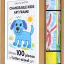 Americanflat Kids Artwork Frame Changeable (Dark Oak) - Magnetic Door Holds 100 Art Pieces - 8.5x11 Letter Size Display with Mat or 10x12.5 Without Mat - My Mini Masterpiece