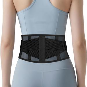 Ultra-Thin & Lightweight Back Brace for Lower Back Pain,Sciatica,Scoliosis,Slipped Disc- Breathable & Adjustable Back Brace Belt for Women and Men under clothes,Black. (L/XL(Waist:35'' - 43''))