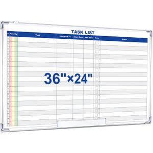 Lincia Large Dry Erase Task List 36 x 24 Inch Erasable Task Planner White Board for Wall Big Whiteboard Employee Assignment Tracker for Office Managing and Tracking Tasks to Increase Productivity
