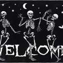 AnyDesign Halloween Dancing Skeletons Doormat Lightweight Non-Slip Welcome Entrance Mat Spooky Halloween Front Door Rug Floor Mat for Indoor Outdoor Kitchen Bedroom Living Room Decor, 17 x 29