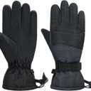 American Trends Kids Waterproof Winter Gloves Warm Snow Gloves Boys Girls Ski Gloves Toddler Mittens Windproof (L (11-14 years old), Z Black)