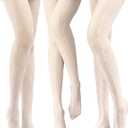 JaGely 1/2/3 Pair White Lace Tights for Women White Fishnet Hollow out Knitted Tights Lolita Stockings Lace Strips Pantyhose (One Size, Modern Style)