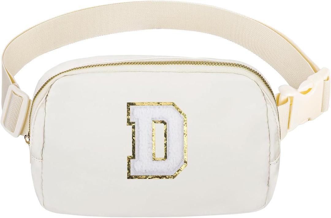 Birthday Gifts Christmas Personalized Gift for 4 5 6 7 8 9 10 11 12 13 14 Year old Girls Teen Sister Kid Initial Letter Fanny Pack Trendy Stuff Crossbody Bag White Letter D