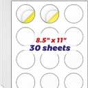 HABGP 2" Round Sticker Labels, Matte Circle Stickers for Inkjet Printer, Printable Blank White Strong Adhesive Labels for Logo, Business, 30 Sheets, 360 Labels