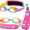 Kids Swim Goggles Age 2-6, Toddler Goggles No Hair Pull,Child Goggles Padded HeadBand